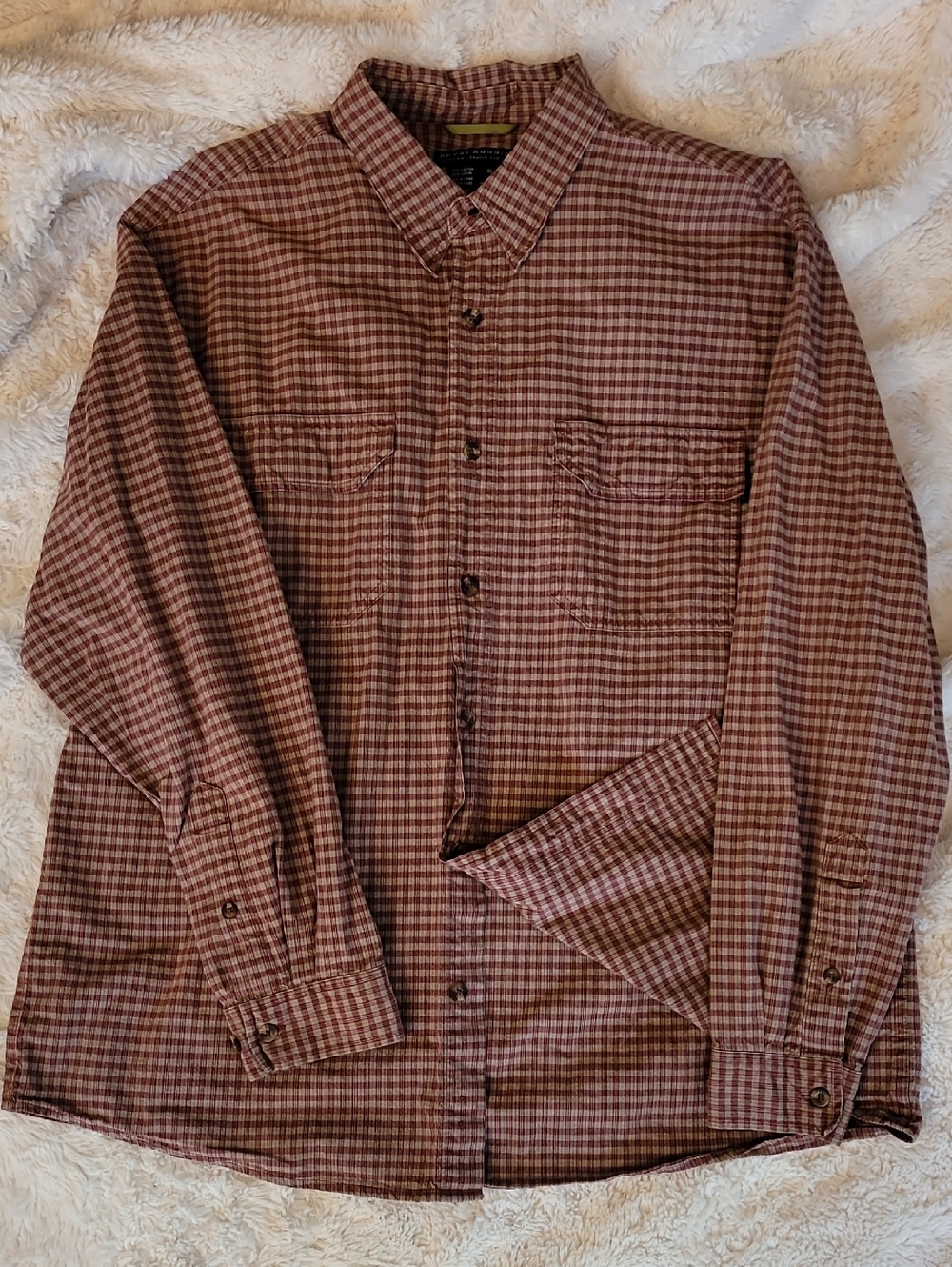 Royal Robbins Red and Cream Plaid Button-Down Shirt